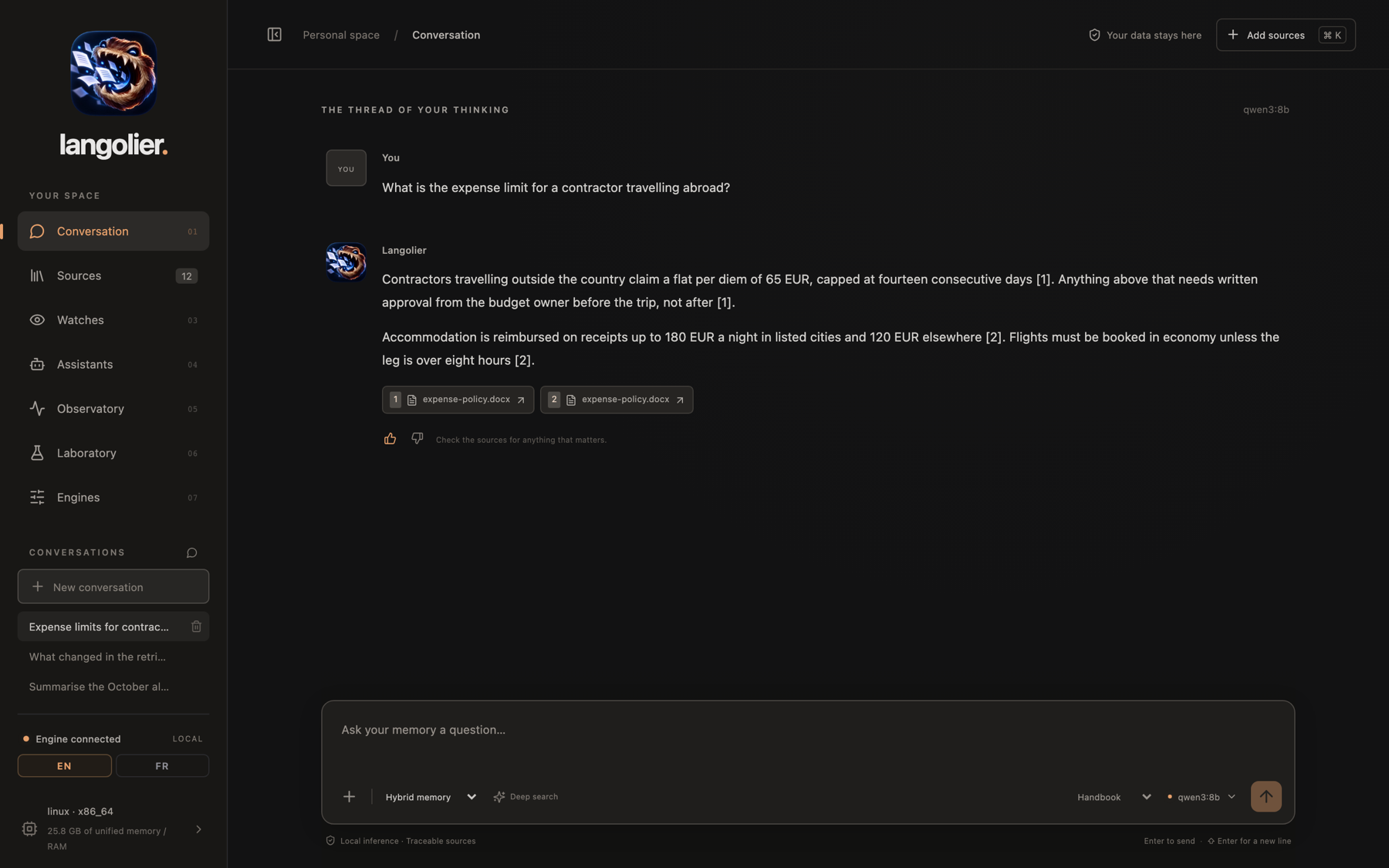Langolier answering with citations